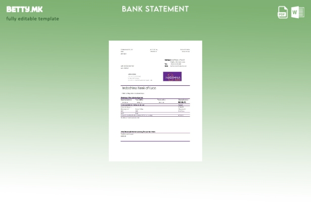 модерен стил Лаос Индокина банка извод шаблон ексел